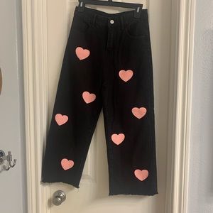 Cider black heart printed jeans